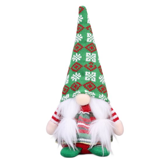 Kiddiway Patterned Standing Gnome Doll - Faceless Christmas Stuffed Animal for Tabletop and Mantel Decor