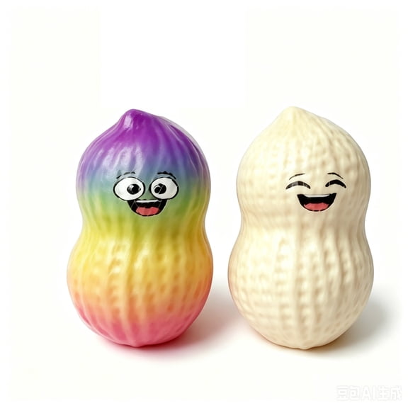 Kiddiway Peanut Shaped Squishy Stress Ball - Slow Rising Decompression Toy, Happy Symbol Squeeze Gadget for Anxiety and Boredom Relief