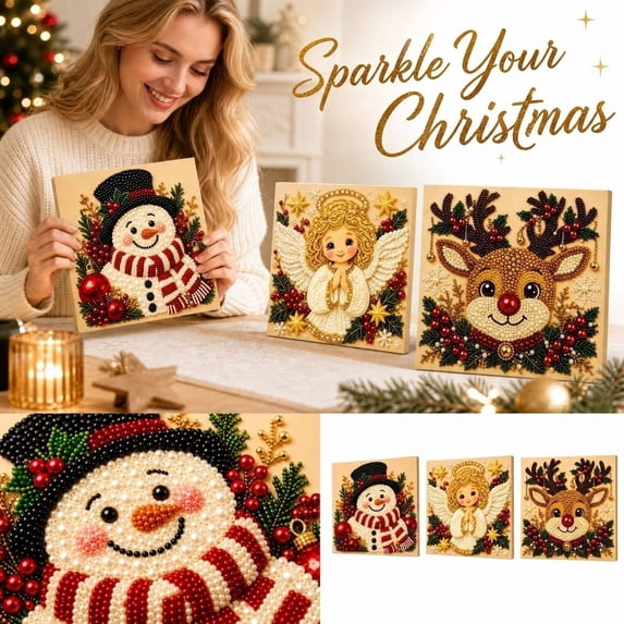 Kiddiway Pearl Diamond Painting Craft Kit - DIY Rhinestone Art with Pearls for Crafting, Complete Supplies for Adults, Ideal Small Diamond Art Kit for Creative Gifts,C