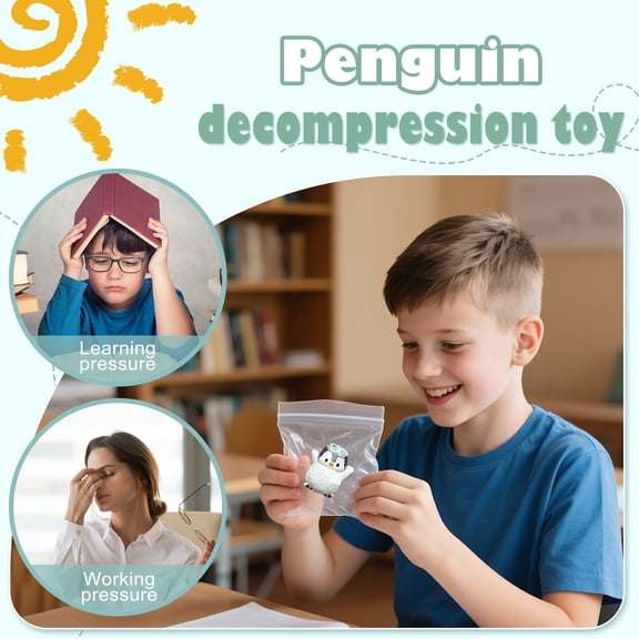 Kiddiway Penguin Squishy Stress Relief Toy - Cute Slow-Rise Decompression Fidget, Soft Sensory Squeeze Play, Perfect for Desk Calming