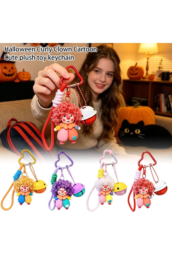 Plush Clown Keychain Stuffed Animal - Cute Plushies for Halloween Party Favors, School Prizes, Trick-or-Treat Bags,Pink