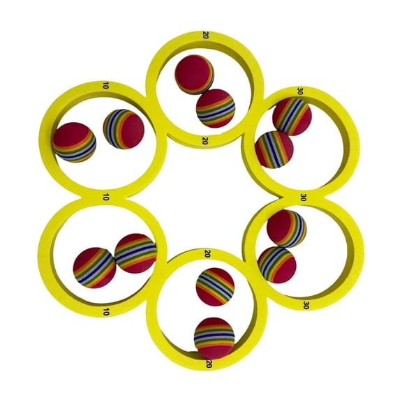 Kiddiway Pool Sinking Toys Colorful Foam Ring Rainbow Ball - Soft EVA Floating Rings for Throwing Games, Summer Water Sports, Racquet Balls Alternative for Pool Fun,B