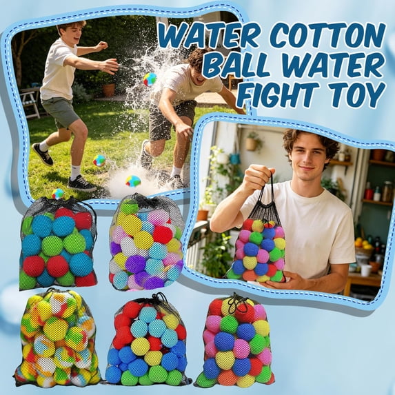 Kiddiway Reusable Water Absorbing Soaker Balls - for Kids, Outdoor Beach Pool Toy, Soft Safe Material, Summer Water Fight, Reusable Water Balloons,H