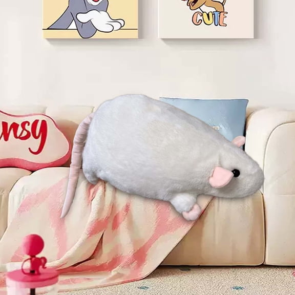 Kiddiway Rodent Plush Stuffed Animal - Cute Rat Plushies for Sofa Decor, Small Stuffed Animals for Home, Great Gift for Kids and Collectors,Gray
