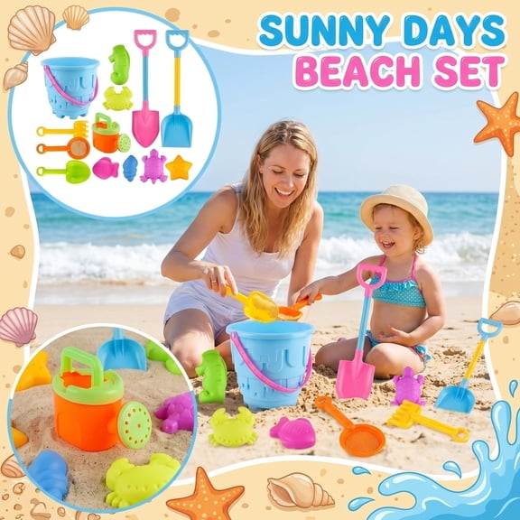 Kiddiway Sand Toys for Beach - Set Includes Shovel, Sand Timer, Water Play Tools, Random Color Small Accessories, Perfect for Toddler Outdoor Fun