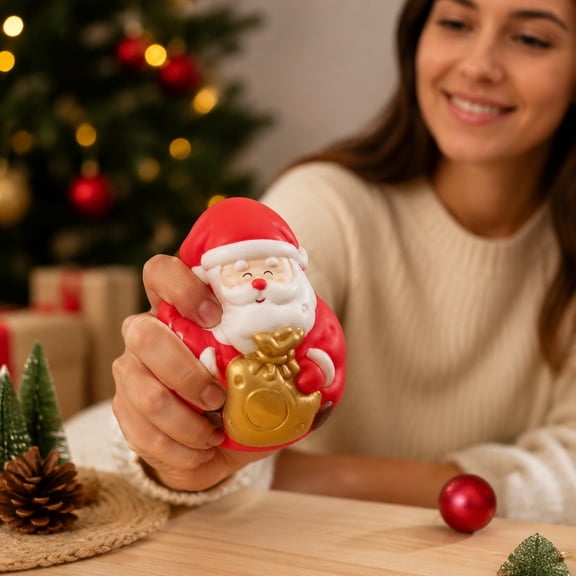 Kiddiway Santa Claus Squishy Stress Ball - Gold Bag Themed Stress Relief Toy for Adult Holiday Enjoyment, Perfect Christmas Party Favor and Decompression