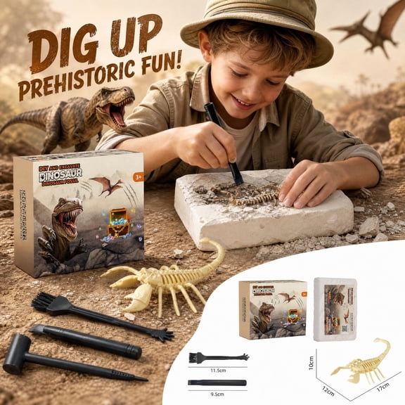 Kiddiway Scorpion Mystery Box Kit - Complete Mystery Box Excavation Toy with Fossil Skeleton, Kids Crafts Dig Set, Arts and Crafts STEM Activity, Educational Fun