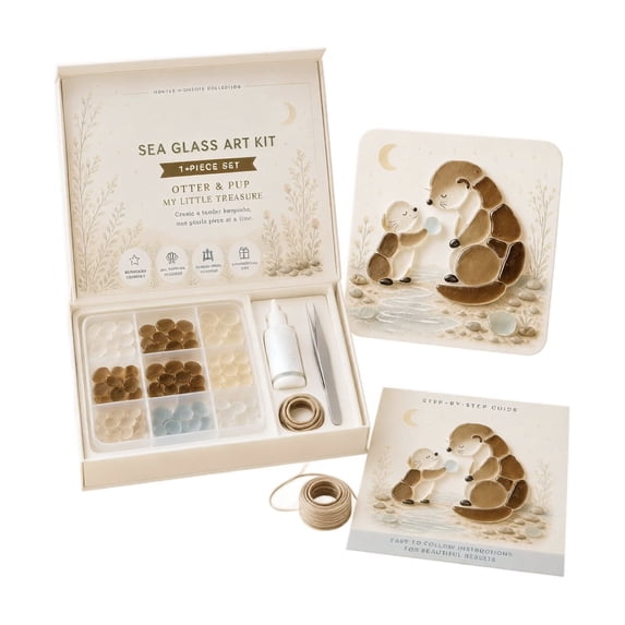 Kiddiway Sea Glass Animal Craft Kit - DIY Sea Glass Art Supplies for Jewelry Making and Decor, Creative Family Activity