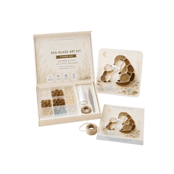 Kiddiway Sea Glass Animal Craft Kit - DIY Sea Glass Art Supplies for Jewelry Making and Decor, Creative Family Activity