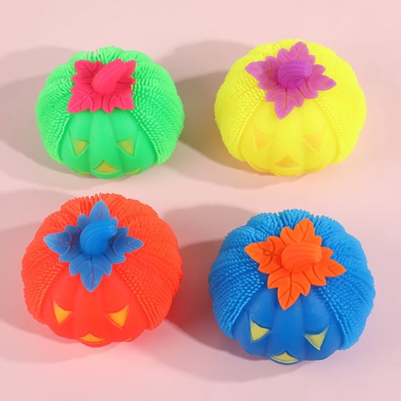Kiddiway Slow Rising Squishy Glow Pumpkin - Light Up Squeeze Toy, Glitter Squishy Stress Relief with Slow Rise, Perfect for Halloween Sensory Play,Green
