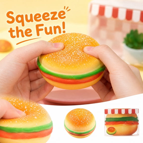 Kiddiway Slow Rising Squishy – Hamburger Shaped Squishy Stress Relief Toy, Soft Squishy Ball with Realistic Food Design for Decompression