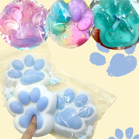 Kiddiway Slow Rising Squishy Stress Relief - Silicone Cat Paw Soft, Cute Paw Design, Great Squishy Toys for Desk and Stress Relief, Slow Rising.,C