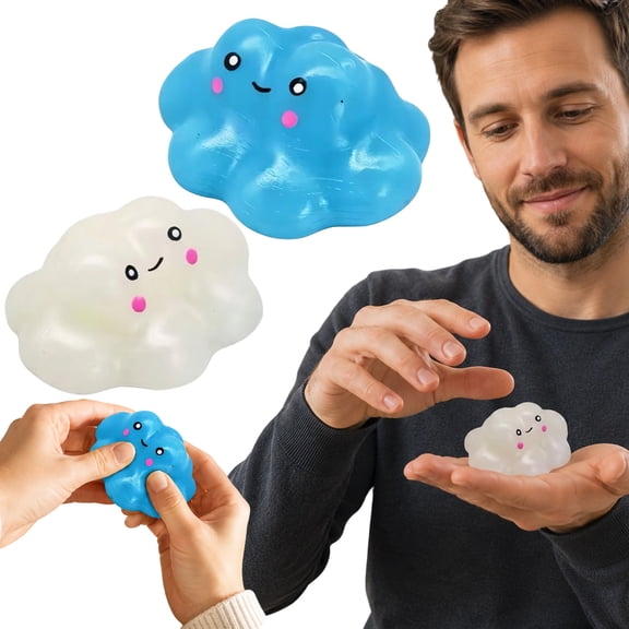 Kiddiway Slow Rising Stress Ball Cloud - Soft Squeeze Sensory Fidget with Calming Texture, Desk Decor for Anxiety Relief, Compact Stress Toy for Office, Home, and Commute,White