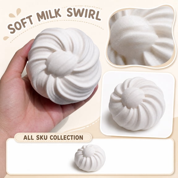 Kiddiway Squishy Balls Milk Roll - Slow Rise Squishies Stress Squishy Toy for Adults Children, Soft Squishy Sensory Squishy Toy for Office Desk Decor Anxiety ADHD,White