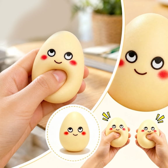 Kiddiway Squishy Egg Squishy Toy, Crunchy Sound Block Filled Squishy Sensory Fidget for Stress Relief