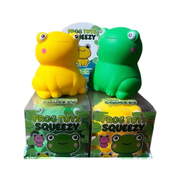 Kiddiway Squishy Jumbo Frog Stress Relief - Slow Rising Flour Squeeze Toy, Large Animal Sensory Fidget, Slow Rising Squishy Random Color Party Favor Gift