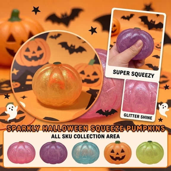Kiddiway Squishy Pumpkin Slow Rising Toy – Soft Squishy for Halloween Decor, Fall Theme, Stress Relief, Desk Fidget, Office Use,Purple