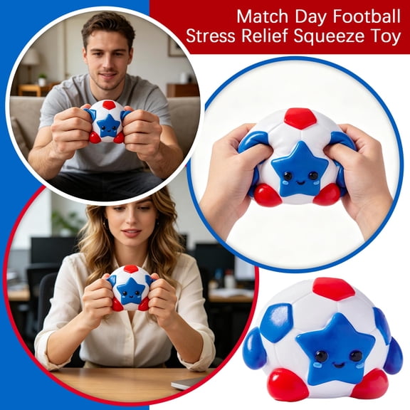 Kiddiway Squishy Slow Rise Match Day Football Soft Squeeze - Crunchy Stress Ball for Game Day Decompression and Office Relaxation