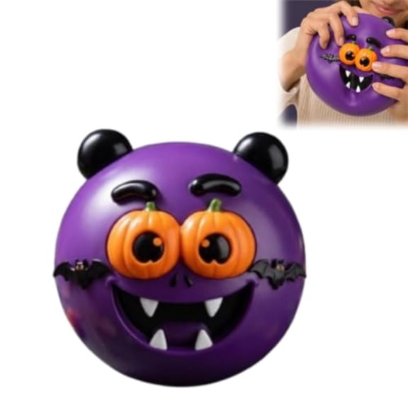 Kiddiway Squishy Stress Relief Monster Ball - Purple Halloween Squeeze Toy, Slow Rising Squishy Stress Relief Ball, Sensory Fidget for Calming