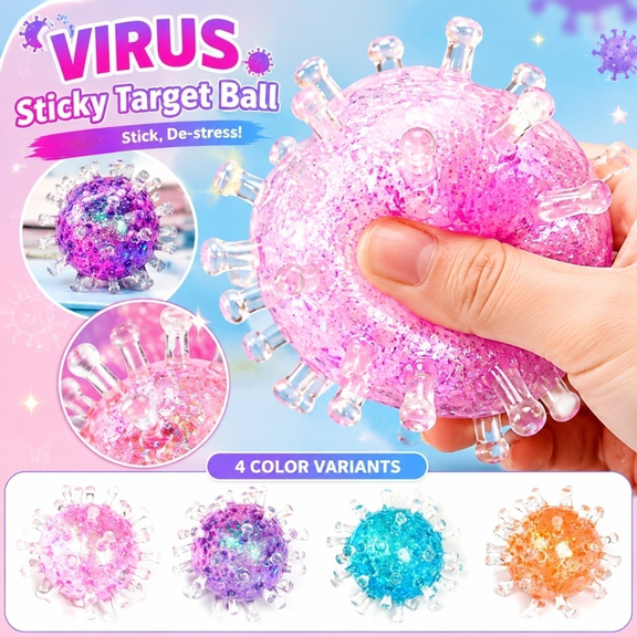 Kiddiway Stress Squishy Ball Virus Splat - Sticky Sensory Fidget with Soft Slow Rise, Calming Desk Toy for ADHD and Anxiety, Perfect for Mental Health Break,Pink