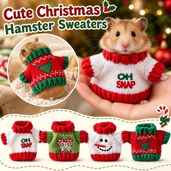 Kiddiway Tiny Knitted Christmas Sweater for Hamsters and Sugar Gliders, Small Pet Photo Prop