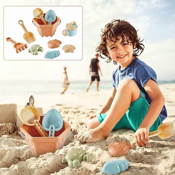 Kiddiway Toddler Beach Essentials - Complete Sand Play Kit with Shovels, Rakes, Molds, Bucket, and Unicycle, Perfect for Outdoor Summer Adventures,orange