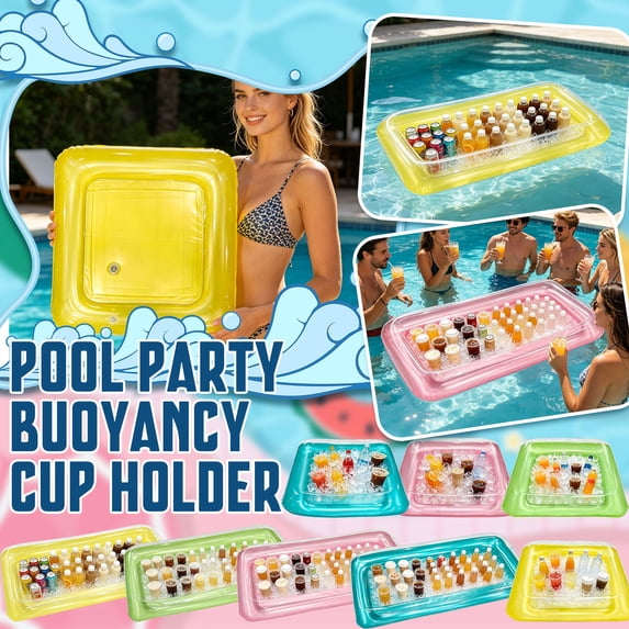 Kiddiway Transparent Floating Cup Holder Pool - Inflatable PVC Tray Ice Bar, Party Float Drinks Stable Base, Summer Pool Accessory,Green