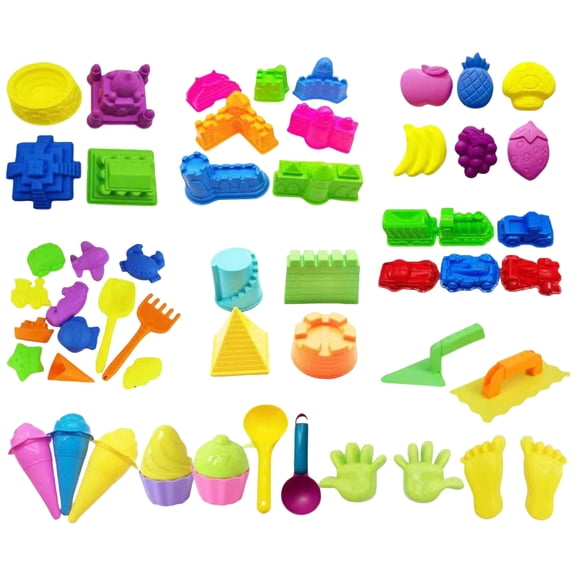 Kiddiway Travel Beach Toys - Complete Sand Play Kit with Scoop, Rake, Molds, and Mesh Carry Bag, Convenient for Beach and Park Trips