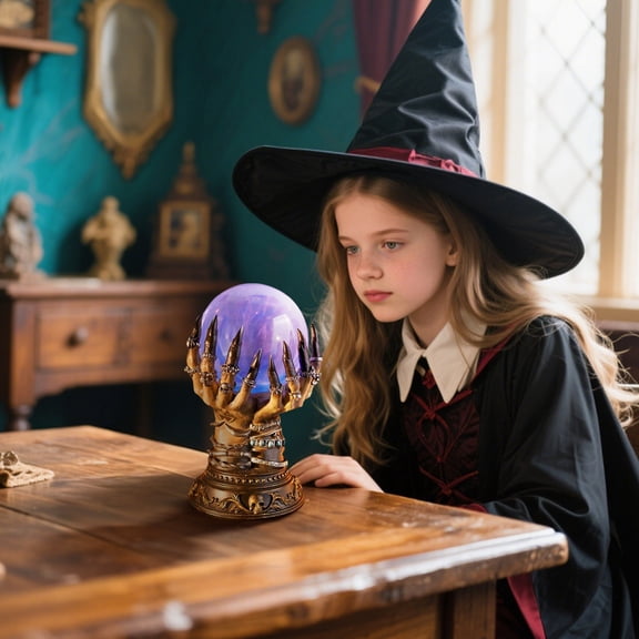 Kiddiway Witch Plasma Ball Sound Activated - Interactive Spooky Orb Night Light, Perfect for Halloween Decorations, Bedroom Halloween Lamp, Haunted Home Decor Accent,B