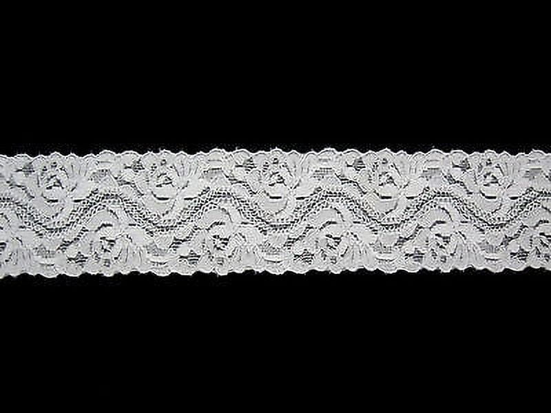 Kiddo 1.75" White Floral Elastic Stretchy Lace Trim DIY Sewing Notions Supplies