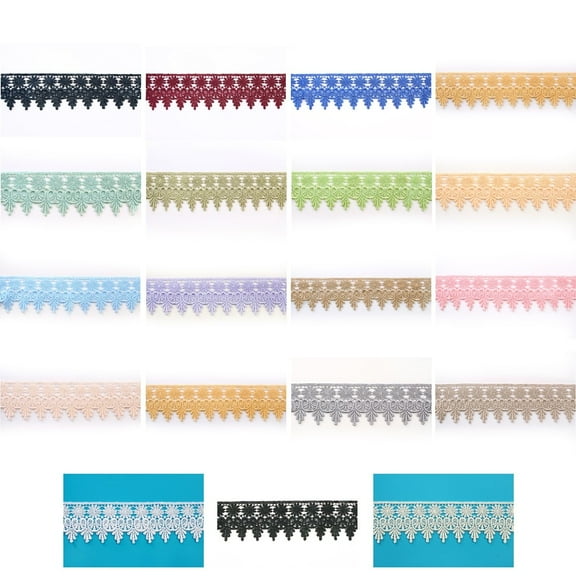 Kiddo 2.5" Embroidered Victorian Venice Lace Lilac Gold Gray White Blue by Yard