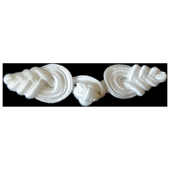 Kiddo 3" Off White Black 6 Pairs Chinese Frog Decorative Button Knot Closure