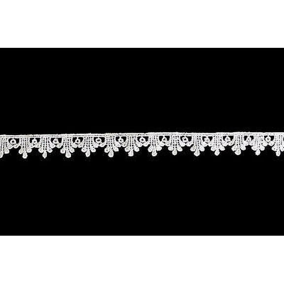 Kiddo 5/8" White or Ivory Dainty Scalloped Guipure Venise Lace Trim by Yardage