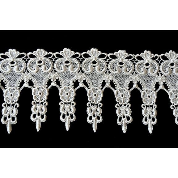 Kiddo 6" Ivory Floral Victorian Guipure Venice Lace Trim by Yardage