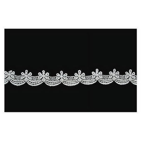 Kiddo 7/8" White Embroidered Flower Scalloped Floral Venise Lace Trim by Yardage