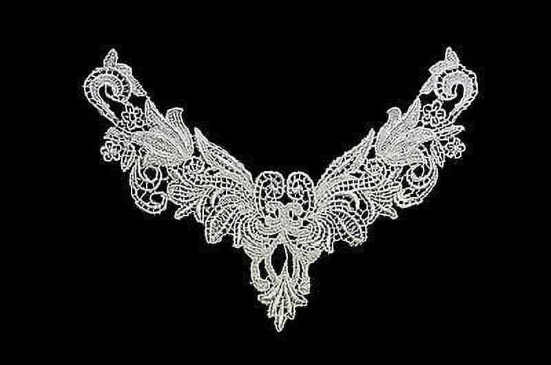 Kiddo 9" x 6" White Guipure Venice Lace Collar Bodice Applique Patch by Piece