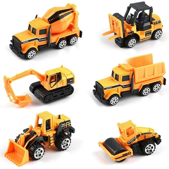 Kiddopark 6Pcs Small Construction Toys, Construction Vehicles Kids Trucks Vehicle Toy Toddlers Mini Car Toys