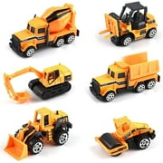 Kiddopark 6Pcs Small Construction Toys, Kids Construction Trucks Vehicle Toy Toddlers Mini Car Toys