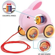 Kiddopark Pull Along Rolling Animal Toy- 12 Months and Up Push & Pull Toys (Rabbit) Easter Bunny