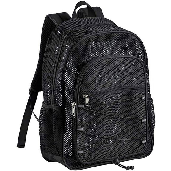 Kiddopark Unisex Transparent Heavy Duty Mesh Backpack, Black