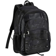 Kiddopark Unisex Transparent Heavy Duty Mesh Backpack, Black