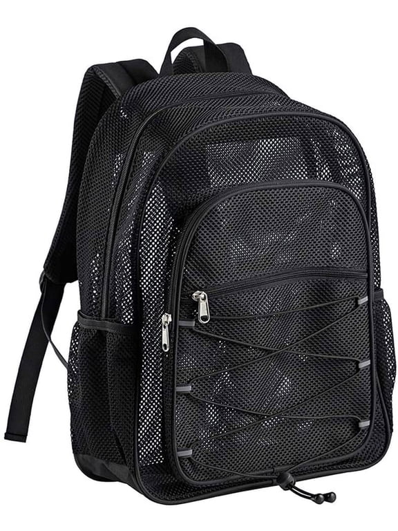 Unisex Transparent Heavy Duty Mesh Backpack, Black