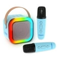 thumbnail image 1 of Kiddos LED Mini Karaoke Machine, Bluetooth Speaker with 2 Wireless Microphones, Blue, 1 of 8