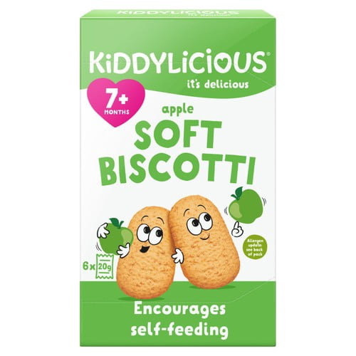 Kiddylicious Apple Soft Biscotti Baby Snacks Multi 6 x 20g, British Import (Pack of 2)