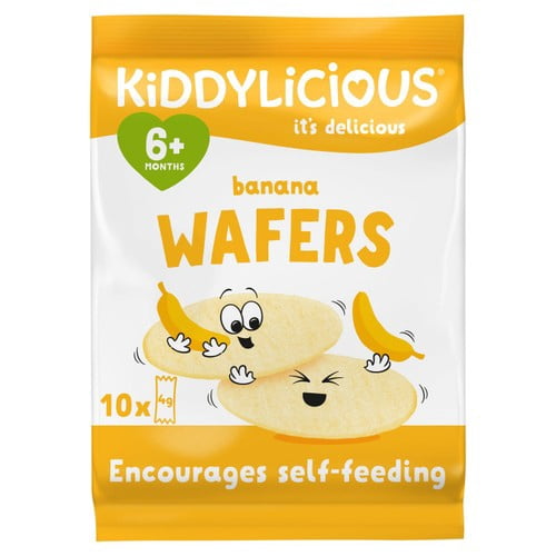 Kiddylicious Banana Maxi Wafers Baby Snacks Multi 10 x 4g, British Import (Pack of 3)