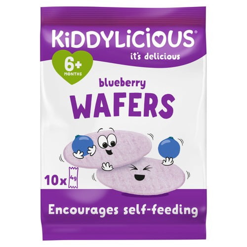 Kiddylicious Blueberry Maxi Wafers Baby Snacks Multi 10 x 4g, British Import (Pack of 3)