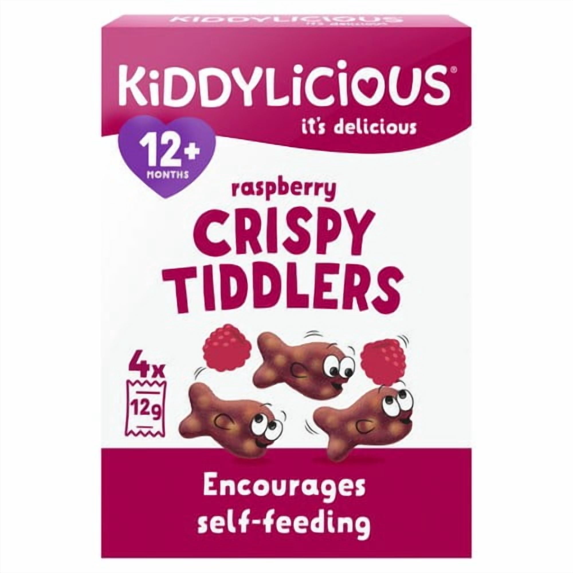 Kiddylicious Raspberry Crispy Tiddlers Baby Snacks Multi 4 x 12g, British Import (Pack of 3)