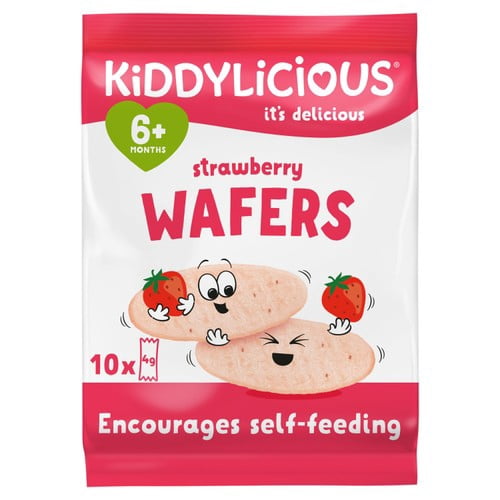 Kiddylicious Strawberry Maxi Wafers Baby Snacks Multi 10 x 4g, British Import (Pack of 3)