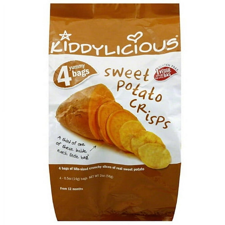 Kiddylicious Sweet Potato Crisps, 0.5 oz, 4 count, (Pack of 4) 