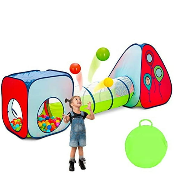 Kiddzery 3-in-1 Pop Up Tent Toddler Playhouse Set with Play Tunnel & Ball Pits